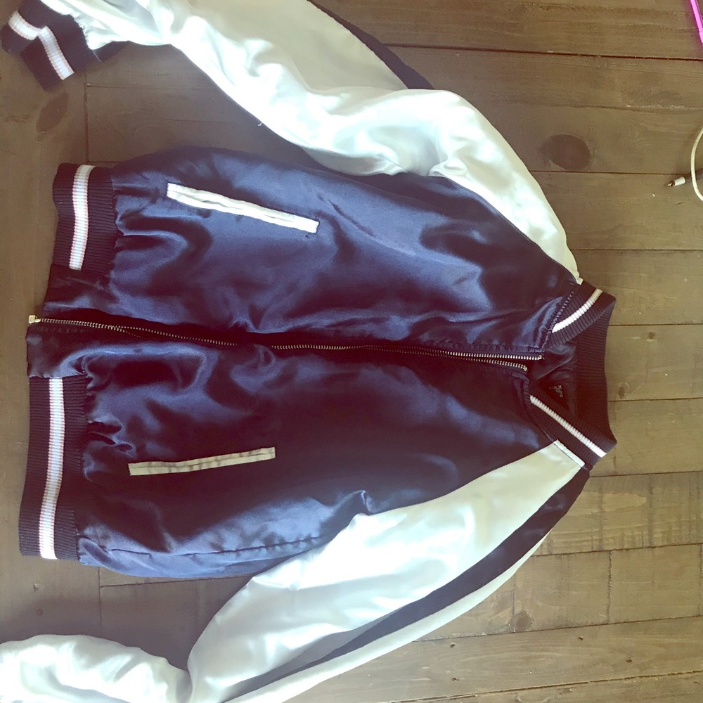 Navy Blue and White Bomber